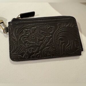 Black Embossed Leather Card Holder